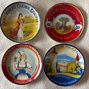 Vintage Pictured French Cheese Course Plate set of 4